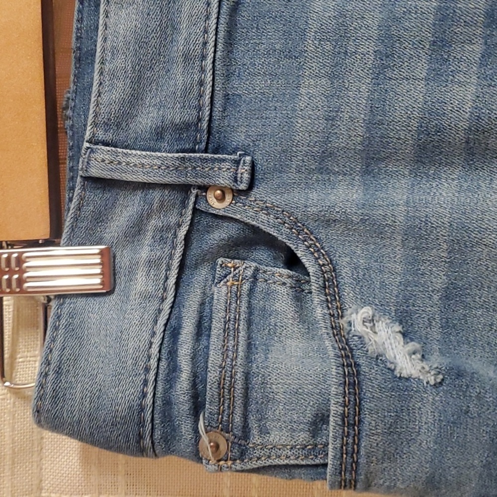 Express Jeans Womens Size 4 Long 4L Blue Legging zelda Ultra Low Rise Distressed - Picture 7 of 16